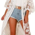 JDiction Women's Swimsuit Cover Up Bathing Suit Kimono Lace Bikini Long Beach Dress Floral Swim Coverup