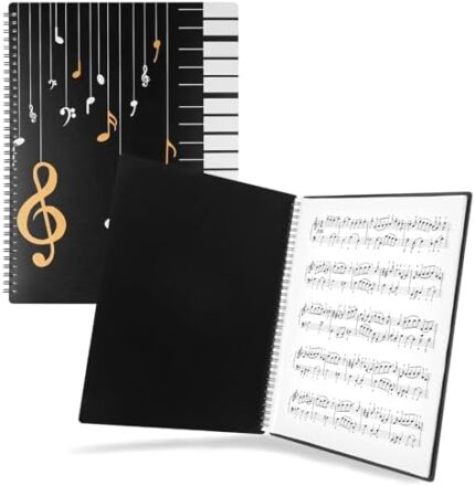 JIANTA Sheet Music Folder A4, 120Pages Spiral Binder Music File Folder, 8.5x11 inch Paper Documents Storage Holder Bag, Blank Plastic Concert Choral Folder