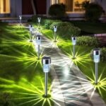 Joomer Solar Pathway Lights, 16 Pack Solar Lights Outdoor, LED Landscape Lighting Waterproof Outdoor Stainless Steel Solar Garden Lights Stake Lights for Pathway Walkway Patio Yard Driveway (White)