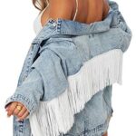 Justalwart Oversized Denim Jacket for Women Long Sleeve Classic Loose Jean Trucker Jacket