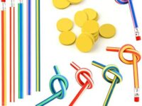 KUUQA 62 Pcs Soft Flexible Bendy Pencils and Erasers Party Bag Fillers for Students Magic Bend Toys School Stationary