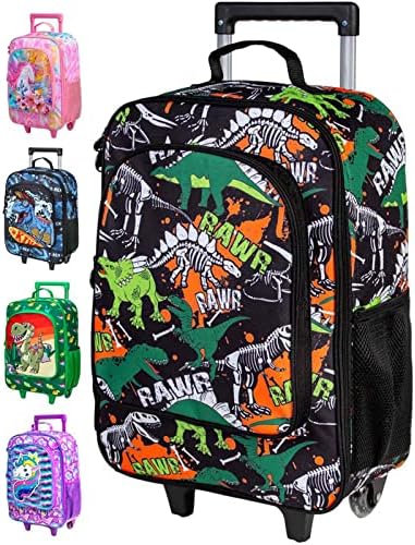 Kids Luggage for Boys, Cute Dinosaur Rolling Wheels Suitcase for Toddler Children