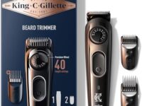 King C. Gillette Beard Trimmer Full Kit with 40 beard length settings and Washable Lifetime Sharp Blade for fast and easy trimming