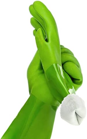 Kitchen-Star Ultimate Rubber Household PVC Gloves with Comfortable Cotton Lined, Anti-Slip surface, Kitchen Dishwashing, Extra Thickness, Kitchen Cleaning, Working, Painting, Pet Care (Size Medium, Green)