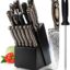 Knife Sets for Kitchen (15 Pieces), Hammered Desgin Knife Set with Block and Sharpener, High Carbon Stainless Steel Chef Knives with Grey Triple Rivet Handle, Ultra Sharp and Dishwash Safe