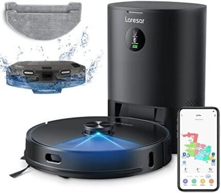 Laresar Robot Vacuums and Mop, Self Emptying Max 3500pa Suction, App Control, Editable Map, Lidar Navigation Smart Mapping, Works with Alexa, L6 Pro Robot Vacuum Cleaner Ideal for Pet Hair