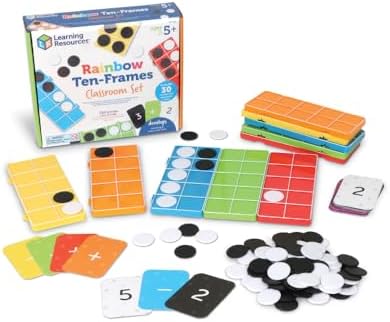 Learning Resources Rainbow Ten-Frames Classroom Set,140 Pieces, Ages 5+, School Supplies for Teachers, Classroom Supplies, Teacher Resources