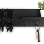 Lucundm Key Holder for Wall, Decorative Entryway Shelf with Hooks Holds Keys, Dog Leash, Sunglasses – Key Hanger with 3 Hooks Organizes, Enhances Home Decor (15” x 4.5” x 2.6”)