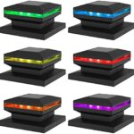 MAGGIFT 6 Pack Solar Post Lights, Outdoor RGB Color Changing Light for Fence Deck Patio, Solar Powered Caps, High Brightness Decorative Lighting, Lamp Fits 4x4, 5x5 or 6x6 Wooden Posts