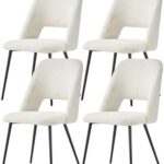 MECHYIN Dining Chairs Set of 4, Velvet Upholstered Kitchen Chair, Mid-Century Modern Dining Chairs with Metal Legs for Living Room, Dining Room, Kitchen