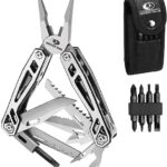 MOSSY OAK 21-in-1 Multitool, Premium Stainless Steel Multi Tool Pocket Knife, Screwdriver Sleeve with 4Pcs Alternative Bits,Safe-Locking, Multitool Plier for Outdoor and Repair with Nylon Pouch