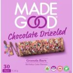 MadeGood Chocolate Drizzled Granola Bars, Birthday Cake, 24g (30 Count) Gluten Free Snacks