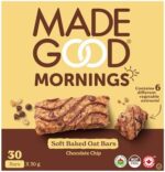 MadeGood Mornings Soft Baked Breakfast Bars, Chocolate Chip, 30g (30 Count) Gluten Free Snacks