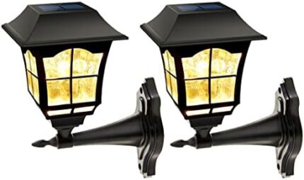 Maggift 2 Pack Solar Wall Lantern Outdoor Christmas 15 Lumens Solar Lights Wall Sconce Solar Outdoor Led Light Fixture with Wall Mount Kit