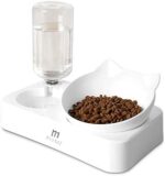 Marchul Cat Bowls, Cat Food and Water Bowl Set, 15° Tilted Cat Bowl for Indoor Cats, Cat Dishes with Automatic Waterer Bottle,Cat Bowl for Cats and Small Dogs