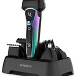 Memorism Multifunction Men’s Grooming Kit - Foil Shaver 4-Attachment Body Hair, Nose, Beard Trimmer with Adjustable Guard Heights - Rechargeable with LED Display Blizz GS5 (Purple-Green Gradient)