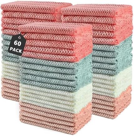 Microfiber Cleaning Cloths, Pack of 60, Highly Absorbent Cleaning Supplies, Lint Free Cloths for Multiple-use, Powerful Dust Removal Cleaning Rags for House, Kitchen, Car Care