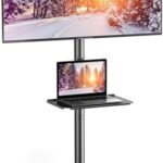 Mobile TV Cart with Wheels for 23-60 Inch LCD LED Plasma Flat Screen TVs - Height Adjustable Shelf Stand Holds up to 55lbs - Movable Monitor Holder with Tray Max VESA 400x400mm