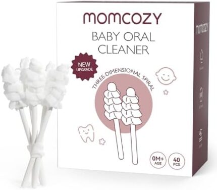 Momcozy Baby Tongue Cleaner Gauze, Baby Toothbrush Disposable Oral Cleaner, Toddler Toothbrush for Tooth Mouth Gum Clean, Infant Toothbrush Oral Cleaning Stick, Baby Oral Cleaner Newborn, 40 Count