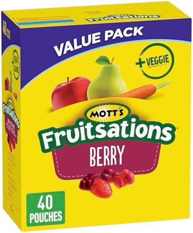 Mott's - VALUE PACK SIZE - Naturally Flavoured Berry Fruit Flavoured Snacks, Pack Of 40 Pouches Of Fruit Flavoured Snacks, 907 Grams Package, No Artificial Colours