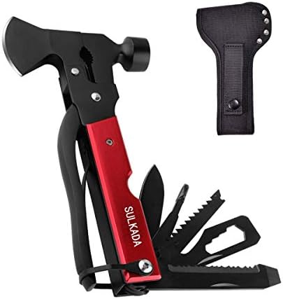 Multitool Axe Camping Tool, Christmas Stocking Stuffer Gift for Men Dad Him Boyfriend, 19-in-1 Survival Gear for Outdoor Hunting Hiking, Emergency Escape,with Axe,Hammer,Plier,Bottle Opener