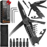 Multitool Camping Accessories 17 in 1 Fire Starting Sticks, Bottle Opener, Saw Screwdrivers Bottle Opener, Whistle, Window Breaker and More -Perfect for Camping, Outdoor, Survival, Gifts for Men Dad