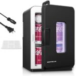 NORTHCLAN 2-Tier Mini Fridge, 15 Liter/21 Can, 110V AC/ 12V DC Portable Small Fridge, Cooler & Warmer Mini Refrigerators, Small Compact Fridge for for Food, Drinks, Makeup