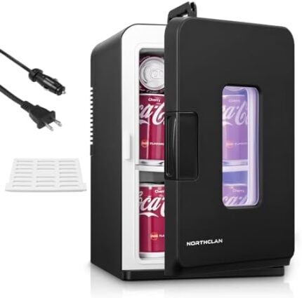 NORTHCLAN 2-Tier Mini Fridge, 15 Liter/21 Can, 110V AC/ 12V DC Portable Small Fridge, Cooler & Warmer Mini Refrigerators, Small Compact Fridge for for Food, Drinks, Makeup