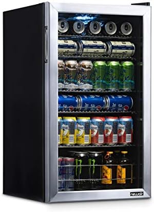 Newair Beverage Refrigerator Cooler | 126 Cans Free Standing with Right Hinge Glass Door | Mini Fridge Beverage Organizer Perfect For Beer, Wine, Soda, And Cooler Drinks | AB-1200