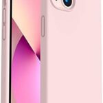 ORNARTO Shockproof Liquid Silicone Designed for iPhone 13 Case Gel Rubber Full Protection Anti-Shock Cover Case Drop Protection 6.1inch-Chalk Pink