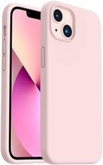 ORNARTO Shockproof Liquid Silicone Designed for iPhone 13 Case Gel Rubber Full Protection Anti-Shock Cover Case Drop Protection 6.1inch-Chalk Pink