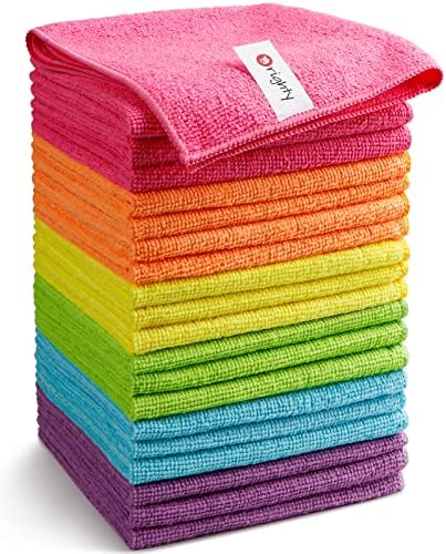 Orighty Microfiber Cleaning Cloths, Pack of 20, Highly Absorbent Cleaning Supplies, Lint Free Cloths for Multiple-use, Powerful Dust Removal Cleaning Rags for House, Kitchen, Car Care(12x12 inch)