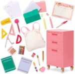 Our Generation – 18" Doll Accessories – Classroom Filing Cabinet – Furry School Bag & School Supplies – Pretend Play Toys – Kids Ages 3 Years Old & Up – Ready, Set, Learn!