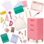 Our Generation – 18" Doll Accessories – Classroom Filing Cabinet – Furry School Bag & School Supplies – Pretend Play Toys – Kids Ages 3 Years Old & Up – Ready, Set, Learn!