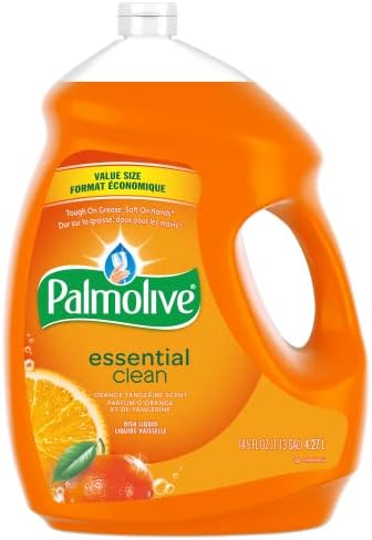 Palmolive Essential Clean Dish Soap Liquid - Orange Tangerine Scent - 4.27 L - Tough on Grease, Soft on Hands, Dishwashing liquid for Everyday Dishwashing , Removes Food Particles and Grime