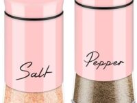 Pink Salt and Pepper Shakers Set,5 oz Kitchen Decor and Accessories Home Essentials Cute Household Items for Mother's Day Housewarming Gift Refillable Design (Pink)