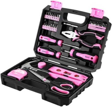 Pink Tool Kit: DEKOPRO Pink Tool Kit: Tool Set for Women Ladies, Home Tool Kit Set, DIY & Tools, Tool Kits for Home, Hand Tool Kits for Women, 42 Pieces