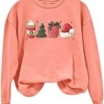 Plus Size Women Pink Christmas Tree Graphic Merry Christmas Sweatshirt Xmas Christmas Long Sleeve Casual Pullover Tops