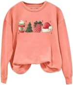 Plus Size Women Pink Christmas Tree Graphic Merry Christmas Sweatshirt Xmas Christmas Long Sleeve Casual Pullover Tops