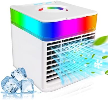 Portable Air Conditioner, Evaporative Air Cooler Fan with 4-Speed, USB Personal Air Conditioner with LED Light for Bedroom Home Office Outdoor