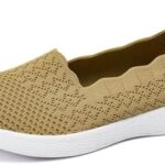 Puxowe Women's Slip on Flat Loafers Lightweight Low-Top Knit Shoes