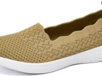 Puxowe Women's Slip on Flat Loafers Lightweight Low-Top Knit Shoes