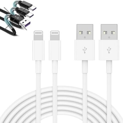 QZIIW 2 Pack Fast Charger Cable 3 FT, Phone Fast Charging 3 FT Cable, USB to L Cable 3 Foot Fast Charge Data Transfer 3 Feet Power Cord Compatible with Multiple Styles of Mobile Phone Charging