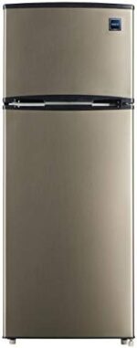 RCA RFR725 2 Door Apartment Size Refrigerator with Freezer, Stainless