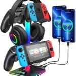 RGB Gaming Headphones Stand with 2 USB and 1 Type-C Ports,VCOM Headset Stand with 10 Light Modes and Non-Slip Rubber,Suitable for All Earphone Accessories, Best Gift for Desk Gamers