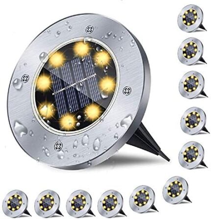 Rayolon Solar Ground Lights-Solar Lights Outdoor, Waterproof Solar Garden Lights, Upgraded Outdoor Garden Waterproof Bright in-Ground Lights, Landscape Lights for Pathway,Yard,Deck,Lawn,Patio,Walkway