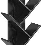 Rolanstar Bookshelf with Drawer, 9-Tier Tree Bookshelf, Retro Black Bookcase, Wooden Storage Rack for CDs/Movies/Books, Utility Organizer Shelves for Living Room, Bedroom, Home Office