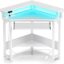 Rolanstar Corner Desk, 44.5"W x 34.5"H Small Computer Desk with Power Outlets & LED Lights, Triangle corner computer desk with Keyboard Tray & Monitor Stand for Small Space, Small Office Desk, White