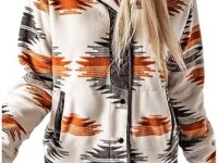 SELINK Womens Fleece Jacket Western Aztec Print Long Sleeve Snap Button Down Shacket Jackets with Pockets