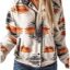 SELINK Womens Fleece Jacket Western Aztec Print Long Sleeve Snap Button Down Shacket Jackets with Pockets